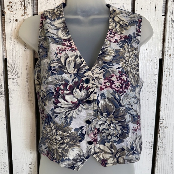 Handmade Tops - Vintage 90s Handmade Vest Women’s Size Small Floral Print Button Front Granny